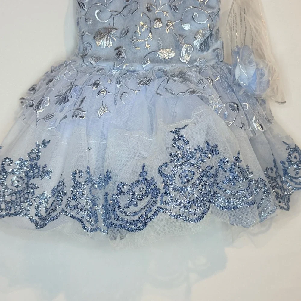 Weissman Kids Light Blue Silver Embroidered Sequin Ballet Tutu Costume SC 64830